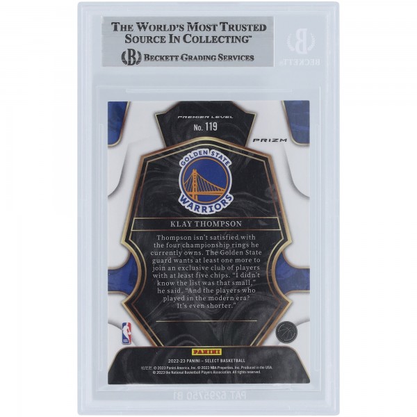 Klay Thompson Golden State Warriors Autographed 2022-23 Panini Select Tri-Color #119 Beckett Fanatics Witnessed Authenticated Card