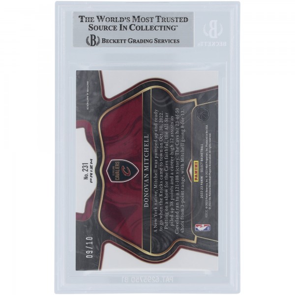 Donovan Mitchell Cleveland Cavaliers Autographed 2022-23 Panini Select Gold Disco Prizm #231 #/10 Beckett Fanatics Witnessed Authenticated Card