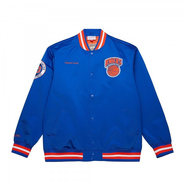 New York Knicks Patrick Ewing Mitchell & Ness Royal NBA Legends Full-Snap Satin Jacket