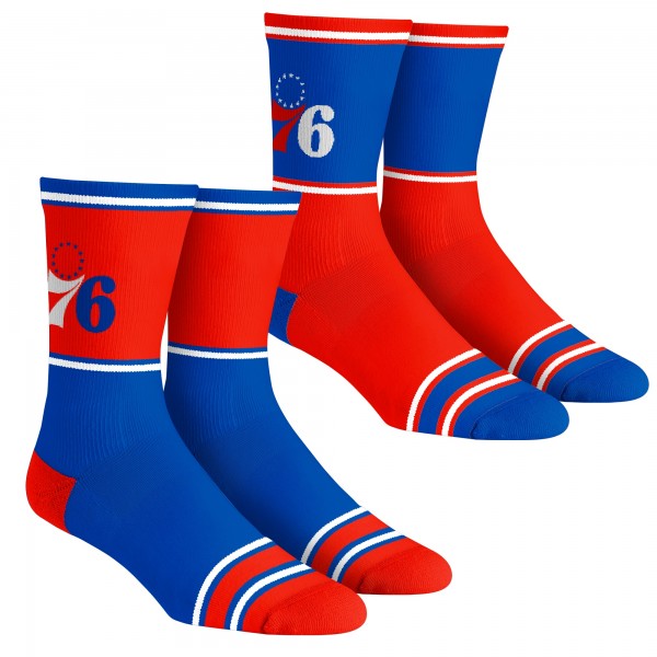 Unisex Philadelphia 76ers Rock Em Socks 2-Pack Color Block Crew Socks Set