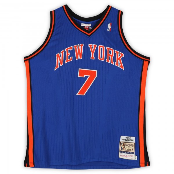 Carmelo Anthony New York Knicks Autographed Fanatics Authentic Blue Mitchell & Ness 2010-11 Authentic Jersey