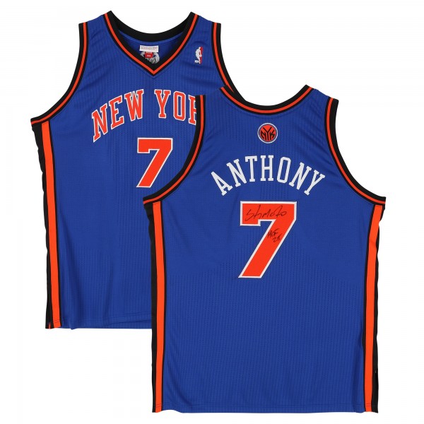 Carmelo Anthony New York Knicks Autographed Fanatics Authentic Blue Mitchell & Ness 2010-11 Authentic Jersey with HOF 25 Inscription