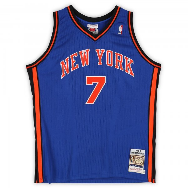 Carmelo Anthony New York Knicks Autographed Fanatics Authentic Blue Mitchell & Ness 2010-11 Authentic Jersey with HOF 25 Inscription