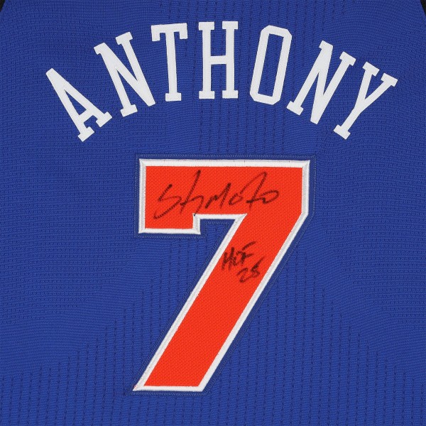 Carmelo Anthony New York Knicks Autographed Fanatics Authentic Blue Mitchell & Ness 2010-11 Authentic Jersey with HOF 25 Inscription