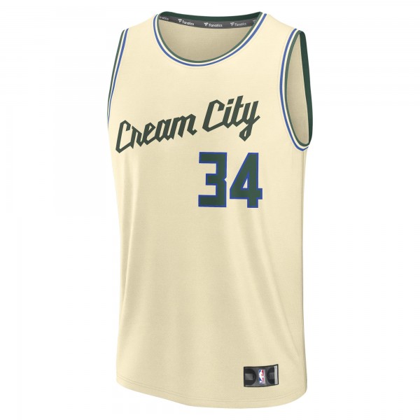 Джерси Milwaukee Bucks Giannis Antetokounmpo Fanatics Cream 2025/26 City Edition Fast Break