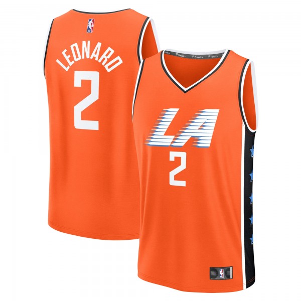 Подростковая LA Clippers Kawhi Leonard Fanatics Orange 2025/26 City Edition Fast Break Jersey