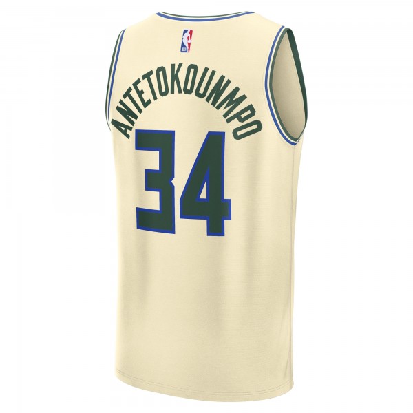 Подростковая Milwaukee Bucks Giannis Antetokounmpo Fanatics Cream 2025/26 City Edition Fast Break Jersey