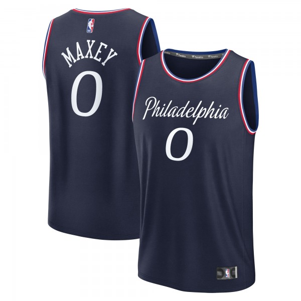 Подростковая Philadelphia 76ers Tyrese Maxey Fanatics Navy 2025/26 City Edition Fast Break Jersey