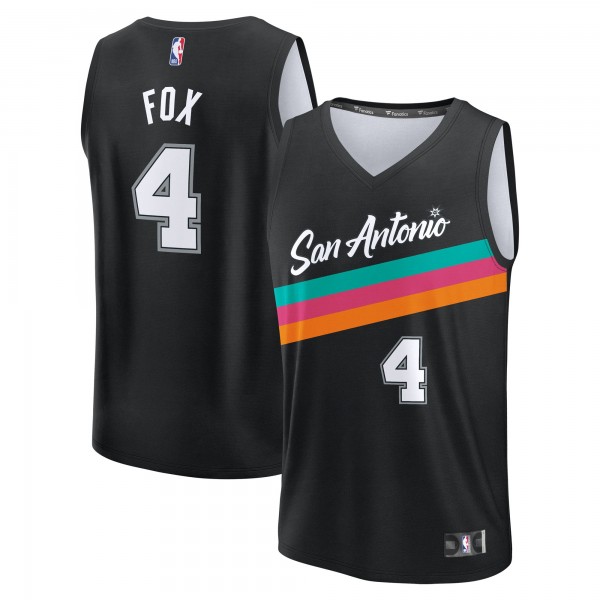 Подростковая San Antonio Spurs DeAaron Fox Fanatics Black 2025/26 City Edition Fast Break Jersey