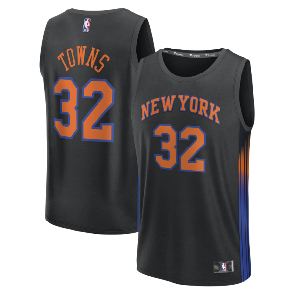 Подростковая New York Knicks Karl-Anthony Towns Fanatics Black Fast Break Jersey - Statement Edition