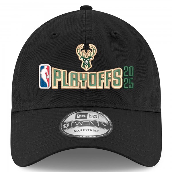 Бейсболка Milwaukee Bucks New Era Black 2025 NBA Playoffs 9TWENTY
