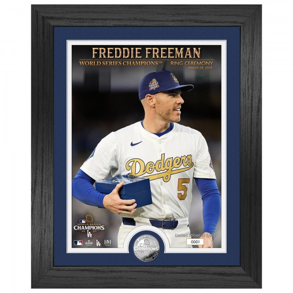 Los Angeles Dodgers Freddie Freeman Highland Mint 2024 World Series Champions Ring Ceremony 13 x 16 Silver Coin Photo Mint