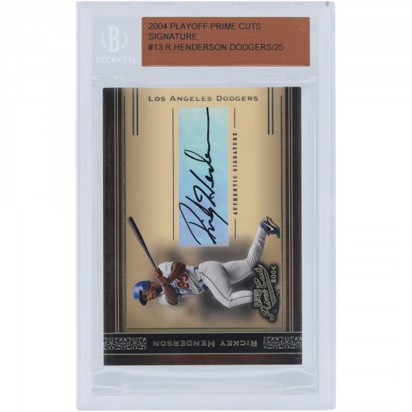 Rickey Henderson Los Angeles Dodgers Autographed 2004 Playoff Prime Cuts #13 #15/25 Card