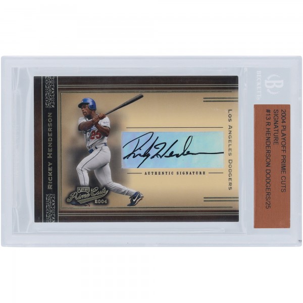 Rickey Henderson Los Angeles Dodgers Autographed 2004 Playoff Prime Cuts #13 #15/25 Card