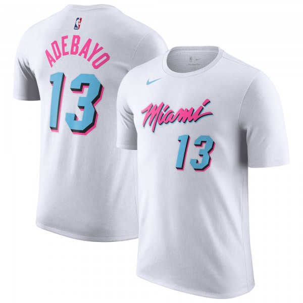 Miami Heat Bam Adebayo Nike White 2024/25 City Edition Vice Name & Number T-Shirt