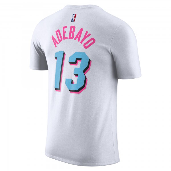 Miami Heat Bam Adebayo Nike White 2024/25 City Edition Vice Name & Number T-Shirt