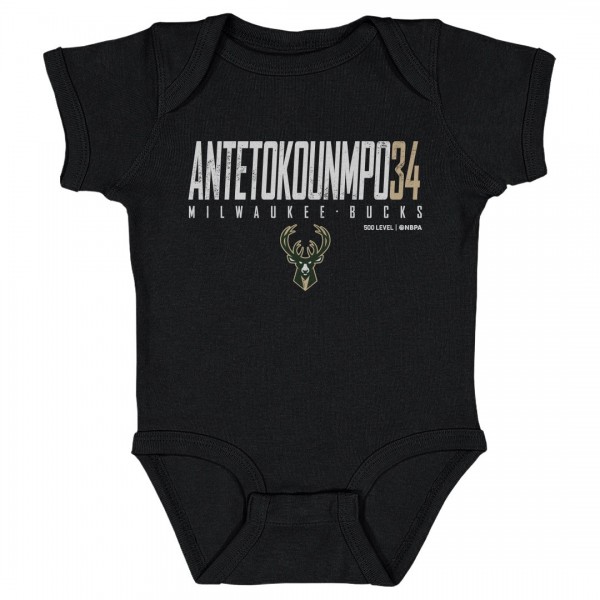 Малышам Milwaukee Bucks Giannis Antetokounmpo 500 Level Black Elite Bodysuit