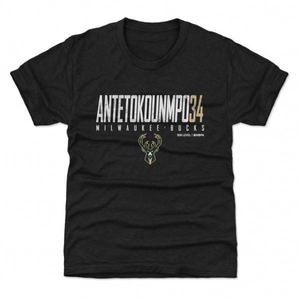 Подростковая Milwaukee Bucks Giannis Antetokounmpo 500 Level Black Elite T-Shirt