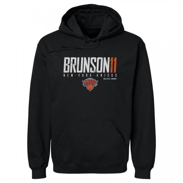 New York Knicks Jalen Brunson 500 Level Black Elite Pullover Hoodie
