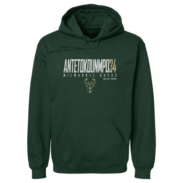 Milwaukee Bucks Giannis Antetokounmpo 500 Level Hunter Green Elite Pullover Hoodie