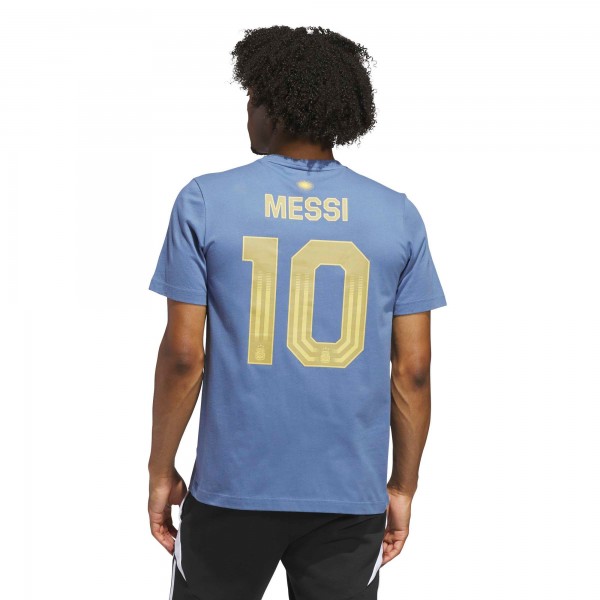 Lionel Messi Argentina National Team adidas Name & Number T-Shirt - Blue