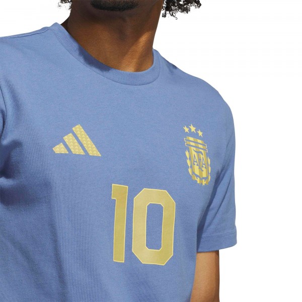 Lionel Messi Argentina National Team adidas Name & Number T-Shirt - Blue