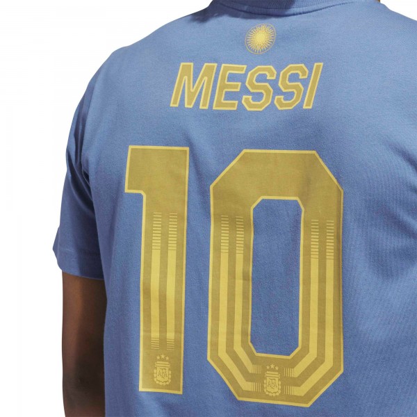 Lionel Messi Argentina National Team adidas Name & Number T-Shirt - Blue