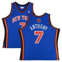 Carmelo Anthony New York Knicks Autographed Fanatics Authentic Blue Mitchell & Ness Blue 2010-11 Swingman Jersey with HOF 25 Inscription