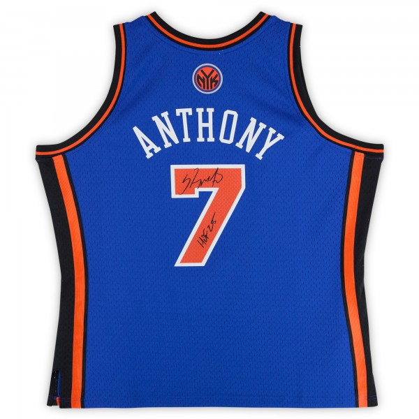 Carmelo Anthony New York Knicks Autographed Fanatics Authentic Blue Mitchell & Ness Blue 2010-11 Swingman Jersey with HOF 25 Inscription