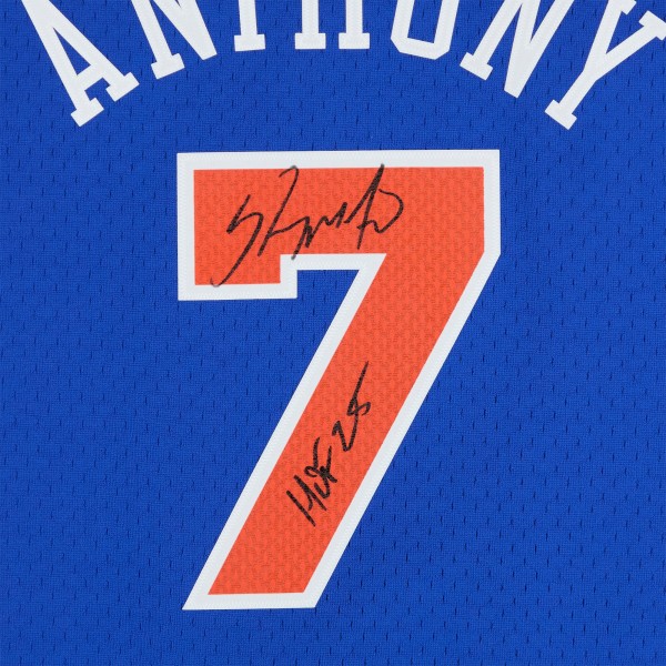 Carmelo Anthony New York Knicks Autographed Fanatics Authentic Blue Mitchell & Ness Blue 2010-11 Swingman Jersey with HOF 25 Inscription