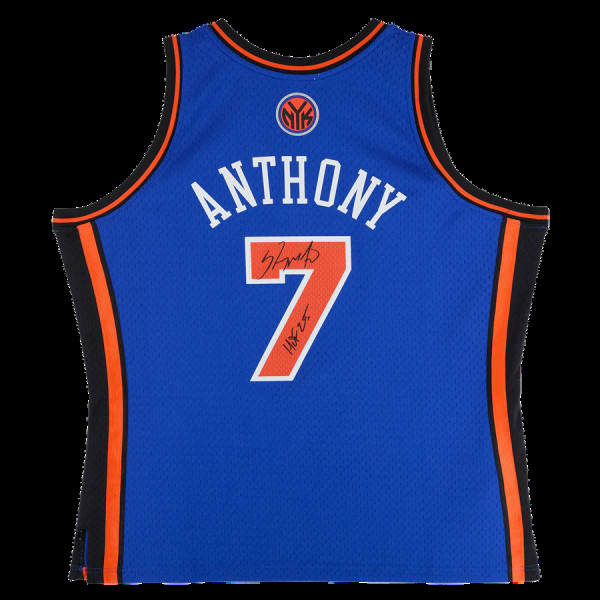Джерси с автографом Carmelo Anthony New York Knicks Fanatics Authentic Blue Mitchell & Ness Blue 2010-11 Swingman with 'HOF 25 Inscription