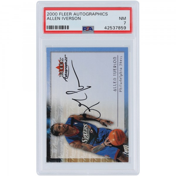 Allen Iverson Philadelphia 76ers Autographed 2000 Fleer Autographics #NNO PSA Authenticated 7 Card