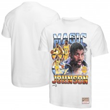 Футболка Los Angeles Lakers Magic Johnson Mitchell & Ness White Commemorative Collage
