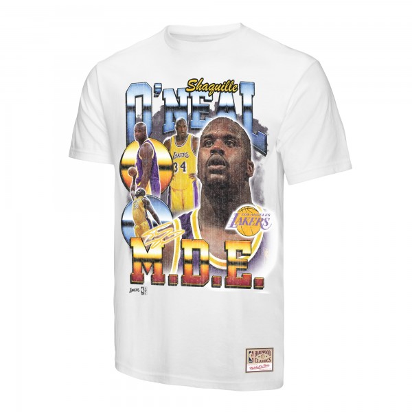 Футболка Los Angeles Lakers Shaquille ONeal Mitchell & Ness White Commemorative Collage