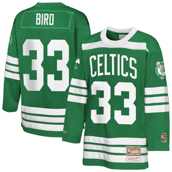 Подростковая Boston Celtics Larry Bird Mitchell & Ness Kelly Green Maxxed Out 2.0 Fashion Hockey Jersey
