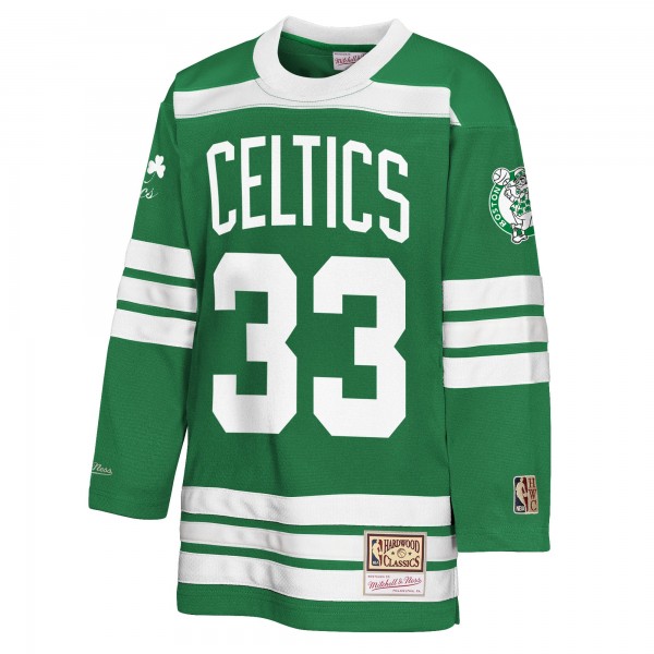 Подростковая Boston Celtics Larry Bird Mitchell & Ness Kelly Green Maxxed Out 2.0 Fashion Hockey Jersey