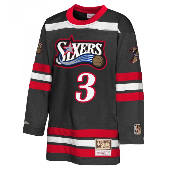 Подростковая Philadelphia 76ers Allen Iverson Mitchell & Ness Black Maxxed Out 2.0 Fashion Hockey Jersey