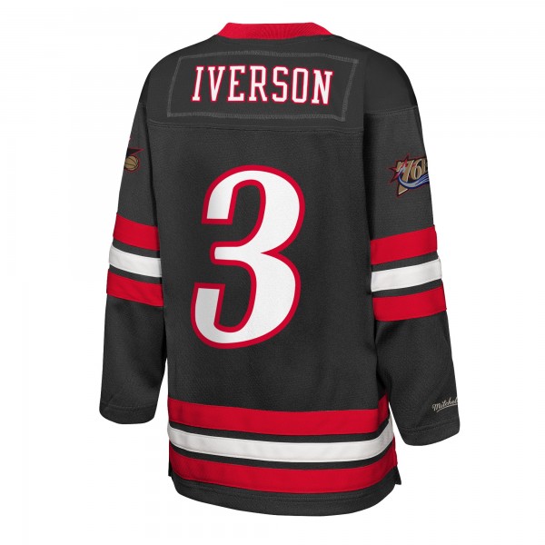 Подростковая Philadelphia 76ers Allen Iverson Mitchell & Ness Black Maxxed Out 2.0 Fashion Hockey Jersey
