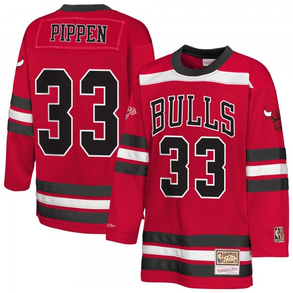 Подростковая Chicago Bulls Scottie Pippen Mitchell & Ness Red Maxxed Out 2.0 Fashion Hockey Jersey