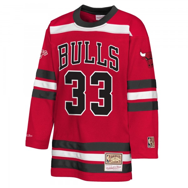 Подростковая Chicago Bulls Scottie Pippen Mitchell & Ness Red Maxxed Out 2.0 Fashion Hockey Jersey