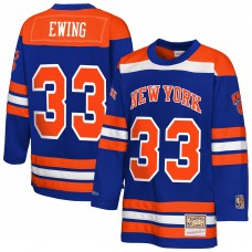 Подростковая New York Knicks Patrick Ewing Mitchell & Ness Blue Maxxed Out 2.0 Fashion Hockey Jersey