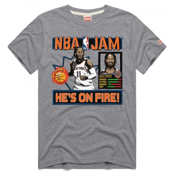 Unisex New York Knicks Jalen Brunson Homage Gray NBA Jam Tri-Blend T-Shirt