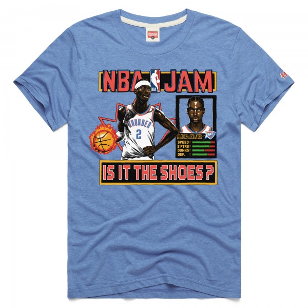 Футболка Unisex Oklahoma City Thunder Shai Gilgeous-Alexander Homage Light Blue NBA Jam Tri-Blend