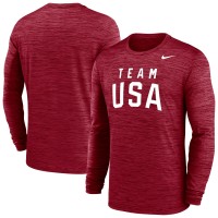 Футболка Team USA Nike Training Velocity Long Sleeve Performance - Red