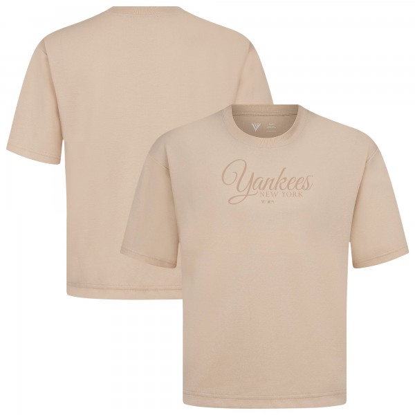 New York Yankees Levelwear Khaki Ethereal Oversized Luxe Signature Knit T-Shirt