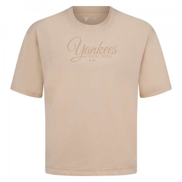 New York Yankees Levelwear Khaki Ethereal Oversized Luxe Signature Knit T-Shirt