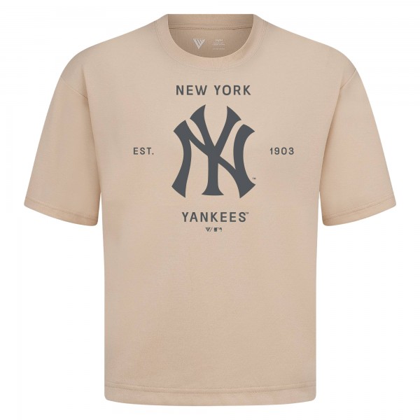 New York Yankees Levelwear Khaki Crossway Oversized Luxe Signature Knit T-Shirt