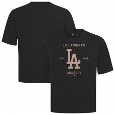 Los Angeles Dodgers Levelwear Black Crossway Oversized Luxe Signature Knit T-Shirt