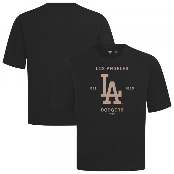 Los Angeles Dodgers Levelwear Black Crossway Oversized Luxe Signature Knit T-Shirt
