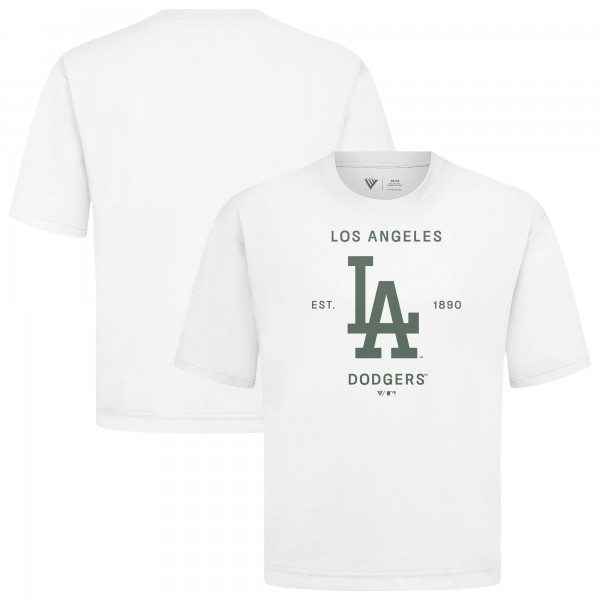 Los Angeles Dodgers Levelwear White Crossway Oversized Luxe Signature Knit T-Shirt